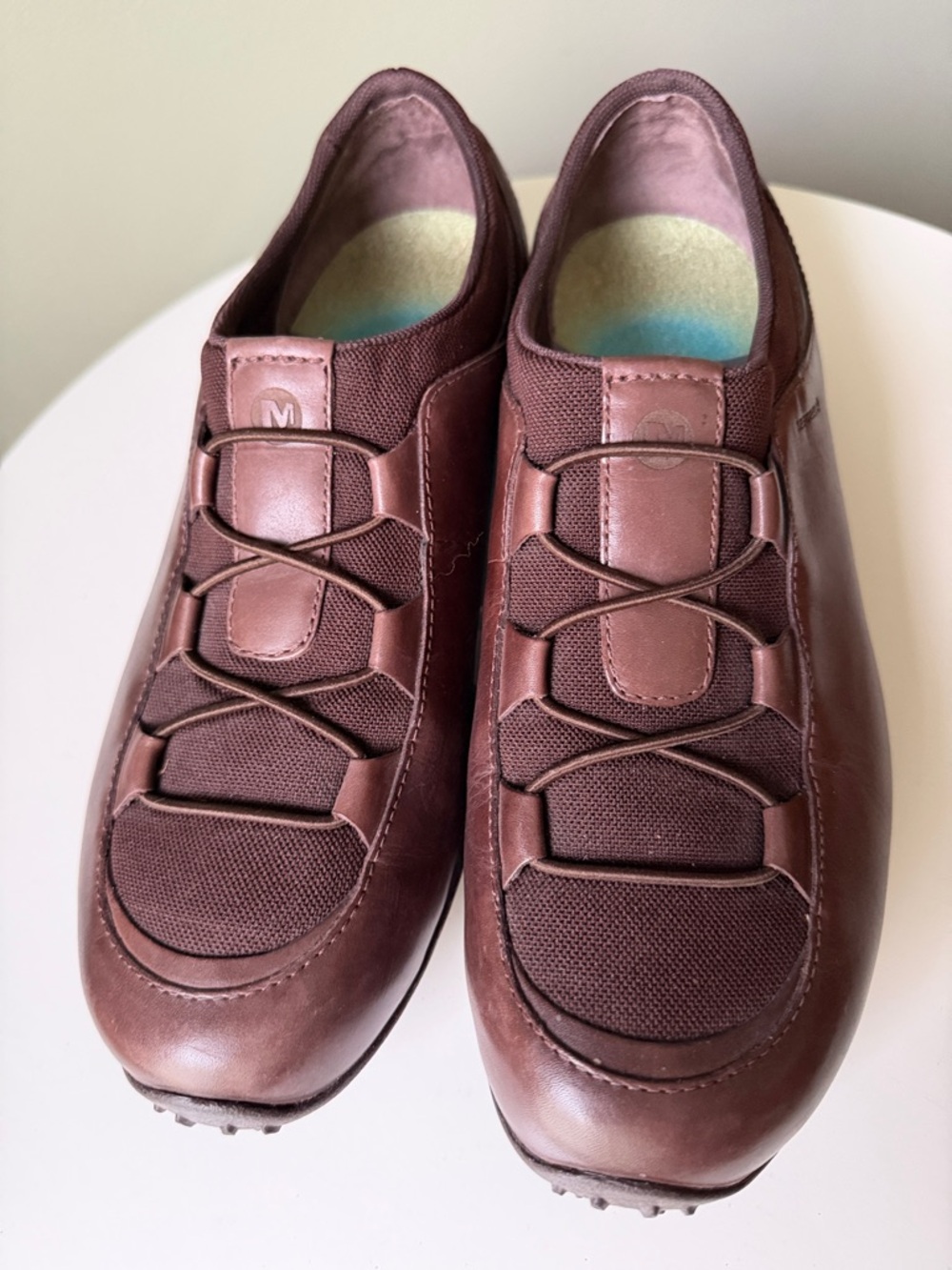 Merrell Meta Stretch DK Brown Performance Slip On Shoes Leather Comfort Size 10